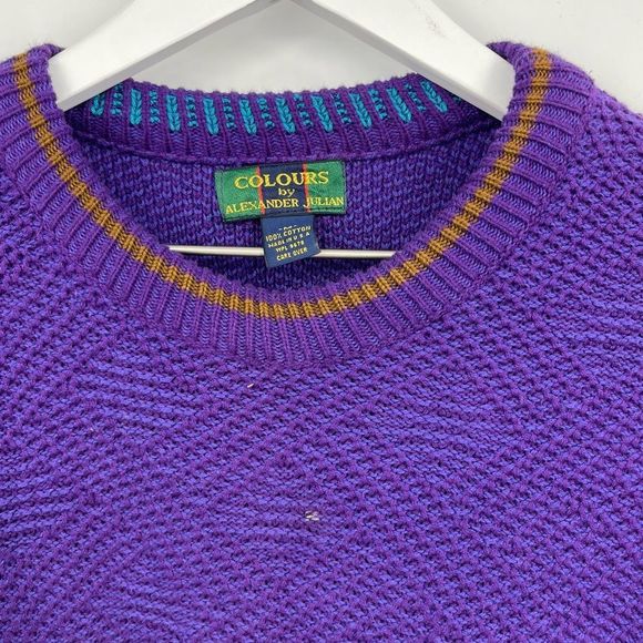 Vintage 90’s Grandpa Purple Retro Sweater SZ M - Picture 5 of 6